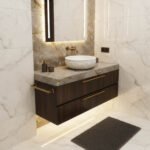 Miamivit Cleopatra Lavabo Seashell Grid Doğal Mermer Milas Pearl 40x20h - Image 3